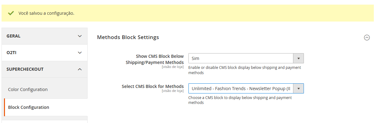 Configuração de Blocos CMS no Checkout Magento 2