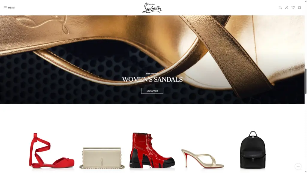 Loja Christian Louboutin analisada como referência de Magento 2 para moda e calçados de luxo
