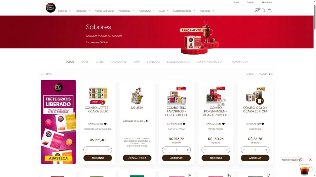 Categoria da Nescafé Dolce Gusto em Magento 2 com Hyvä
