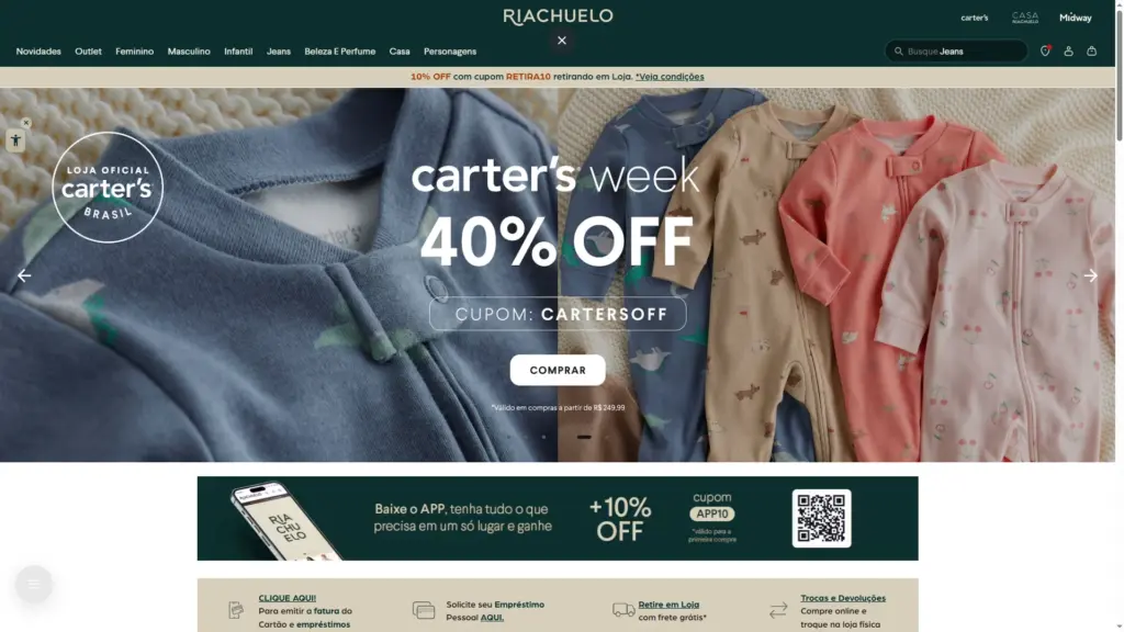 Página inicial da Riachuelo com Magento 2 e Next.js