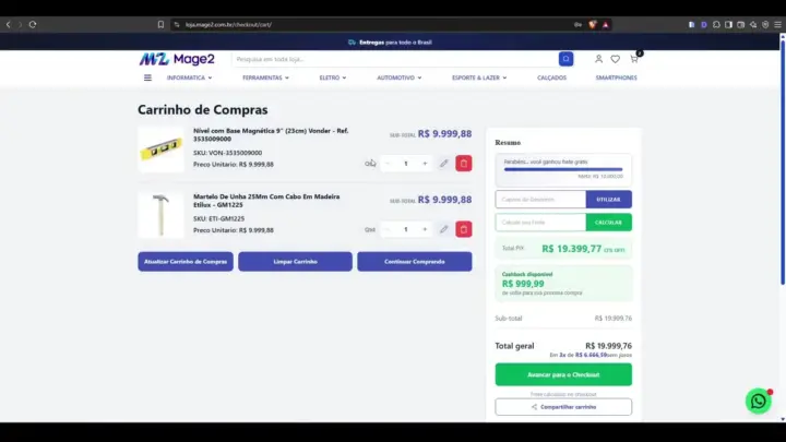 Compartilhar carrinho no Magento 2 com link e WhatsApp