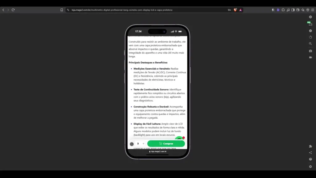 Barra de compra fixa mobile para página de produto Magento 2 Hyvä