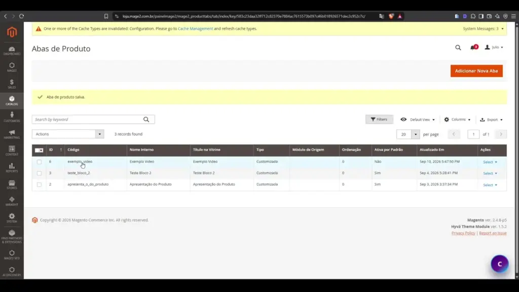 Gerenciamento de abas de produto no Magento 2 ProductTabs